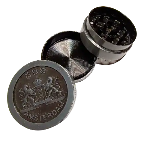Vue rapprochée du Grinder gravé design Amsterdam - Amsterdam Quality