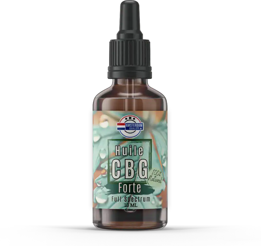 Huile forte CBG Full Spectrum d'Amsterdam Quality avec son emballage original.