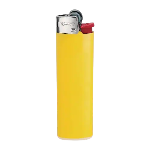 Briquet BIC Maxi à Pierre en jaune, lumineux et efficace, disponible chez Amsterdam Quality.