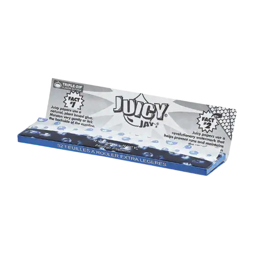 Vue du paquet ouvert de Juicy Jay Feuilles slim à la Myrtille - Amsterdam Quality