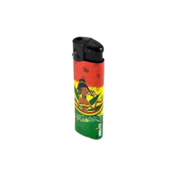 Briquet Zetla Clic Rasta Man de la collection Amsterdam Quality, affichant un design rasta vibrant et distinctif.