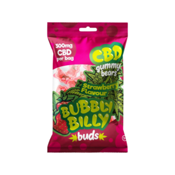 Oursons au CBD saveur fraise 300mg, par Bubbly Billy Buds, une délicieuse option légale, proposée par Amsterdam Quality