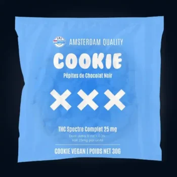 Dégustez notre cookie infusé au Delta-9 THC. Un goût irrésistible, des effets puissants, 100% légal avec Amsterdam Quality.
