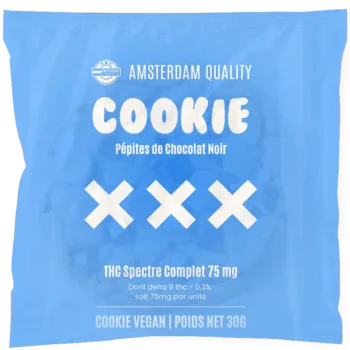 Dégustez notre cookie infusé au Delta-9 THC. Un goût irrésistible, des effets puissants, 100% légal avec Amsterdam Quality.
