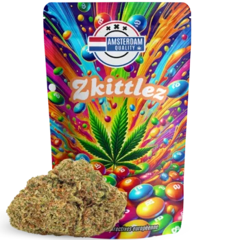 Fleur CBD sucrée et fruitée. Relaxation intense et goût bonbon signé Amsterdam Quality. Pour un moment chill tout en couleur.